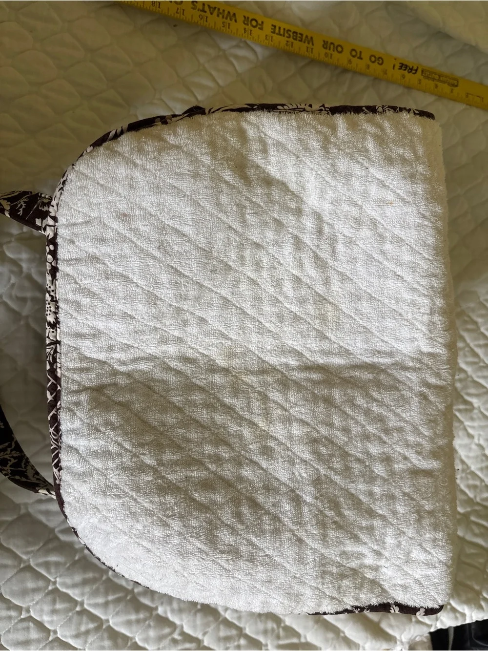 Vera Bradley Brown and Cream Quilted Duffel Diaper Bag with Pink Trim